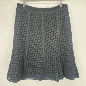 Alfani‎ Women's Black Eyelet A-Line Midi Skirt Cotton Lined Size 16 Boho Classic